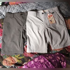 NWT Two Pairs Levi Strauss Boys Gray & Black Slim Shorts Size 12 Adj Waist Flex